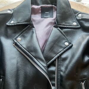 Mango Classic Black Leather Jacket